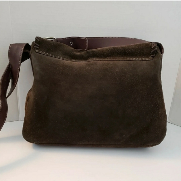 Emporio Armani Brown Suede Leather Crossbody Bag Shoulder Bag - Picture 7 of 10